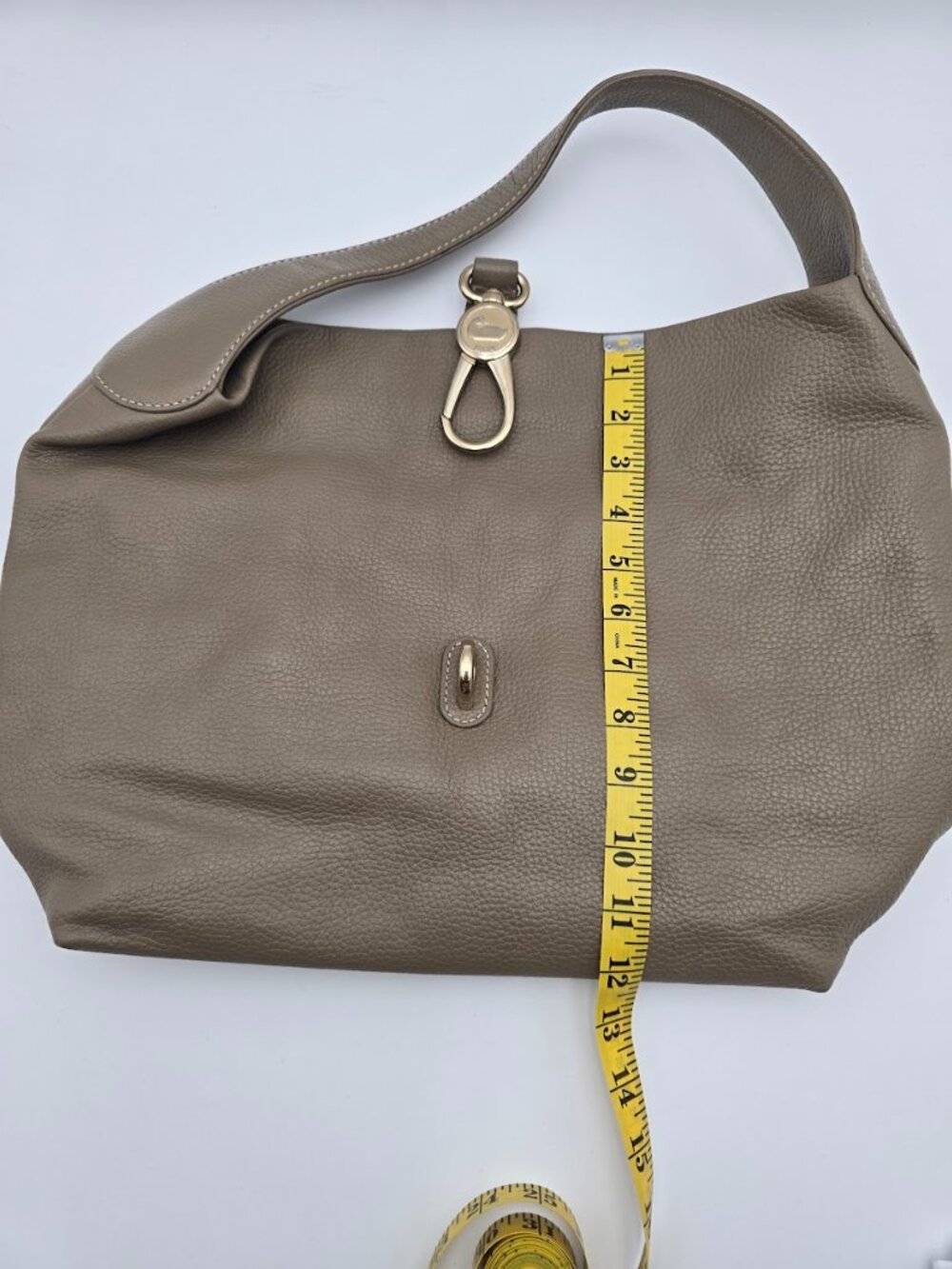 Dooney & Bourke Taupe Pebbled Leather Hobo Shoulder Bag Lock Sac - Picture 13 of 14